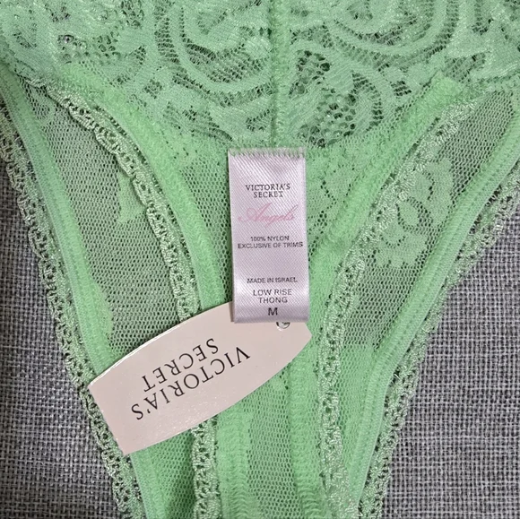 Victoria's Secret Angels Lace and Mesh Low Rise Thong - Picture 4 of 4